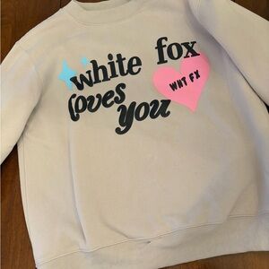White Fox Graphic Sweatshirt “White Fox Loves You” Size S/M – Worn Once